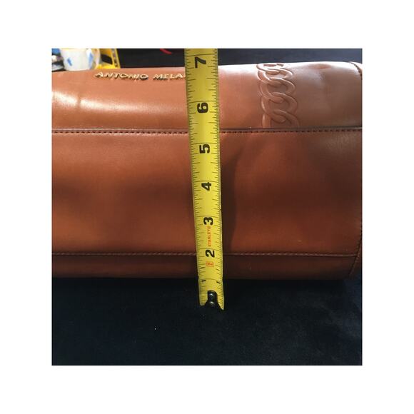 Antonio Melani Leather Hand Bag Purse Outside Magnetic Pocket Gold Chain Straps - Picture 11 of 12